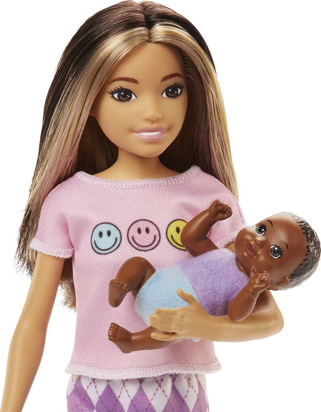Argyle Skirt Doll with 2-Tone Hair, Baby Doll & 5 Pieces U483305