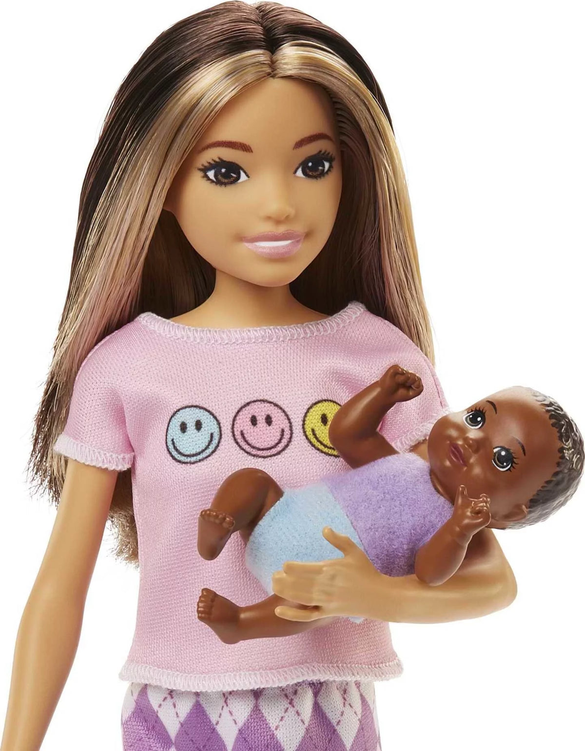 Argyle Skirt Doll with 2-Tone Hair, Baby Doll & 5 Pieces U483305