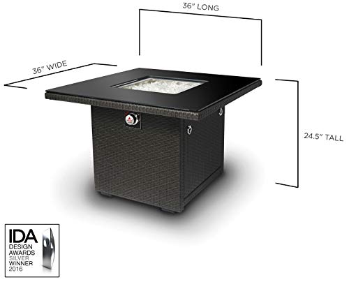 Slate Grey 36-Inch Outdoor Propane Gas Fire Pit Table with Tempered Glass Top R2906