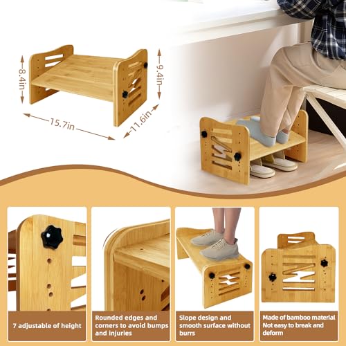 Bamboo Adjustable Under Desk Footrest with 7-Level Adjust N669