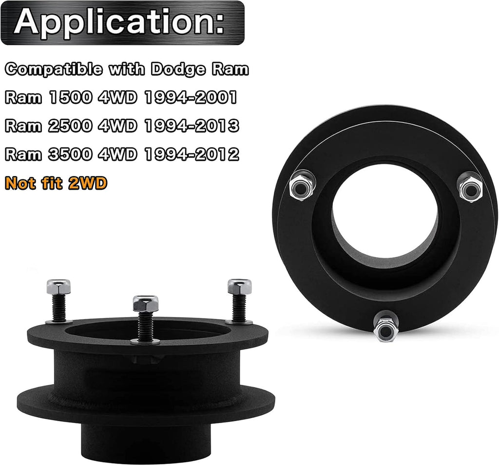 2 Front Leveling Lift Kits for 4WD Dodge Ram 1500 2500 3500 Trucks Q828913