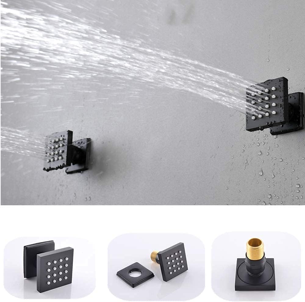 12 Inch Matte Black Thermostatic Rain Shower System H62464