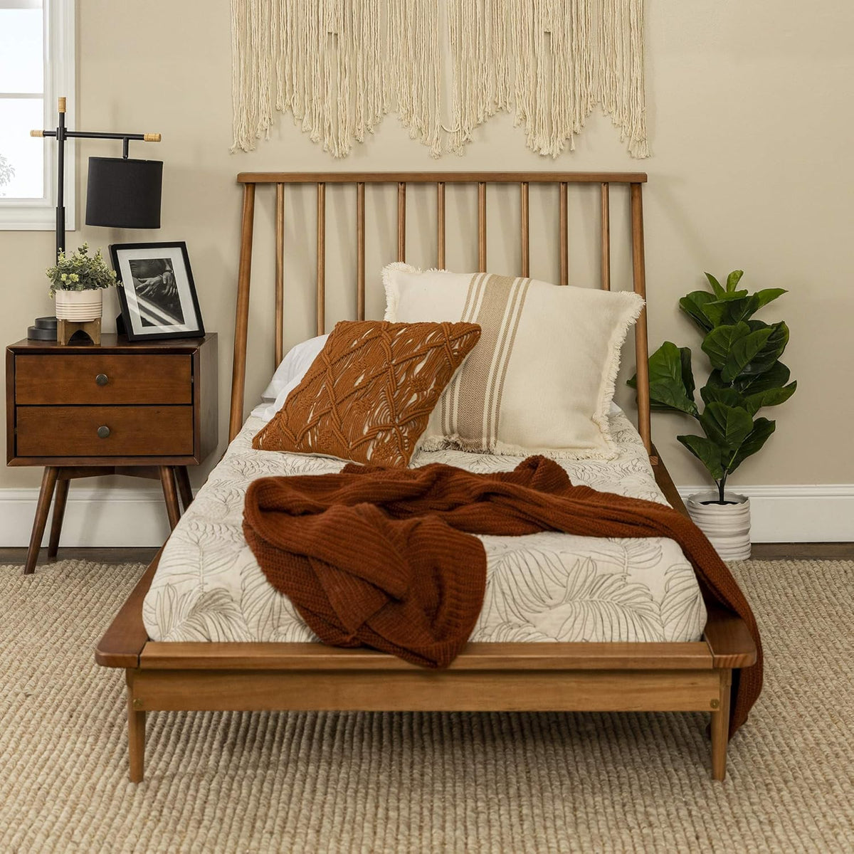 Twin Caramel Solid Wood Platform Bed C7438