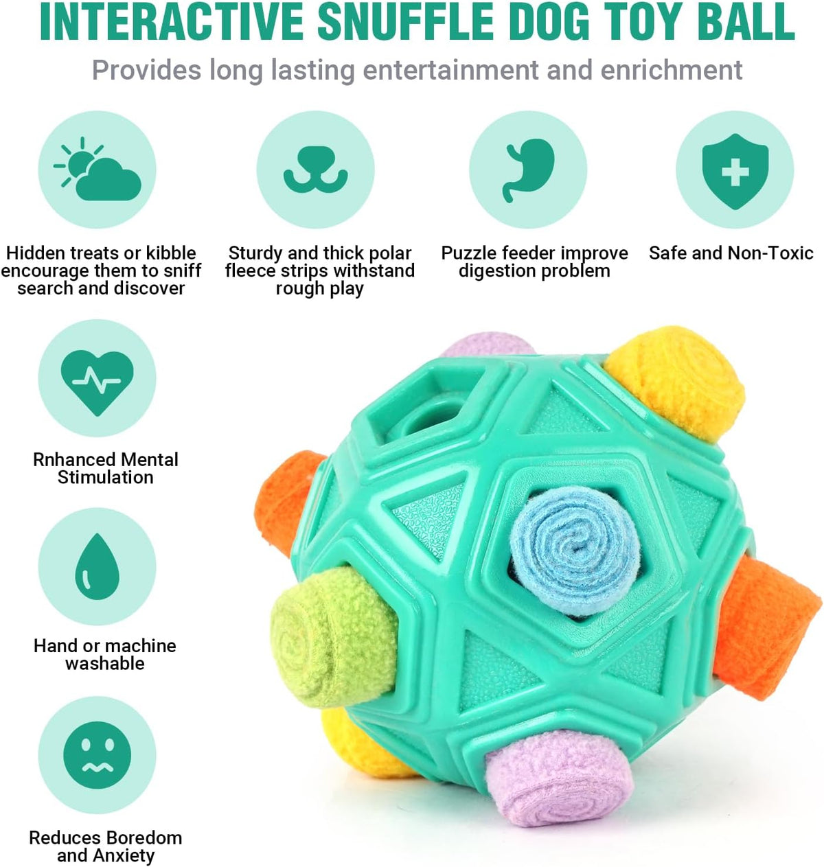 Dog Puzzle Toy Snuffle Ball Treat Dispensing Toy, Machine Washable C708603