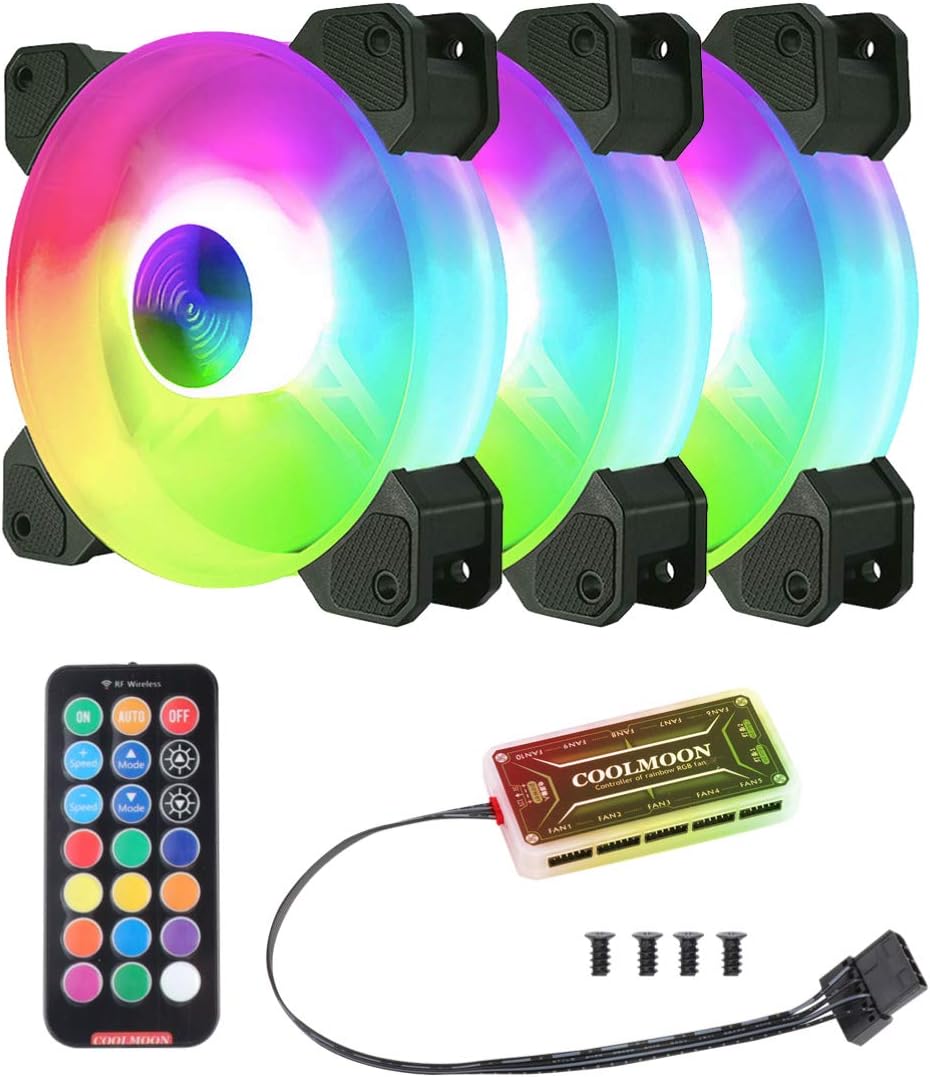 6pcs 120mm RGB Computer Case Fans with Controller G420