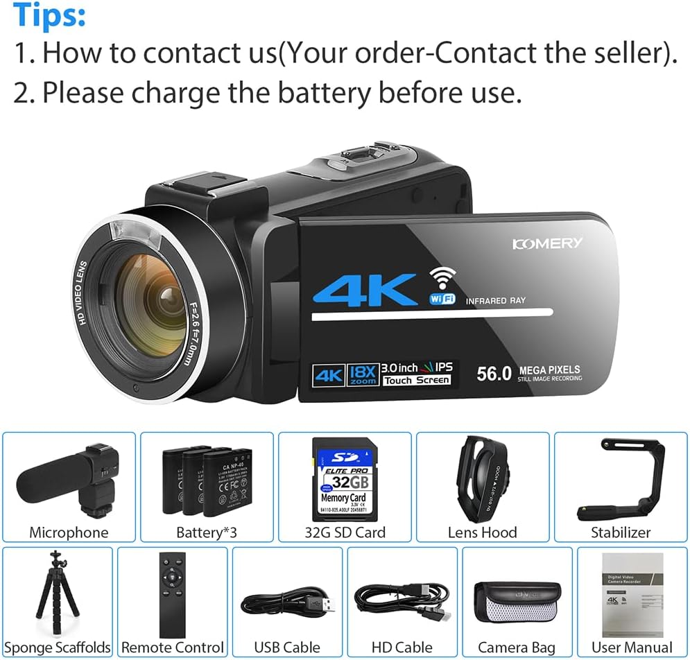 4K 56MP Camcorder with External Mic Z920552