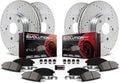 Front and Rear Carbon Fiber Brake Pads with Drilled & Slotted Brake Rotors Kit W48076