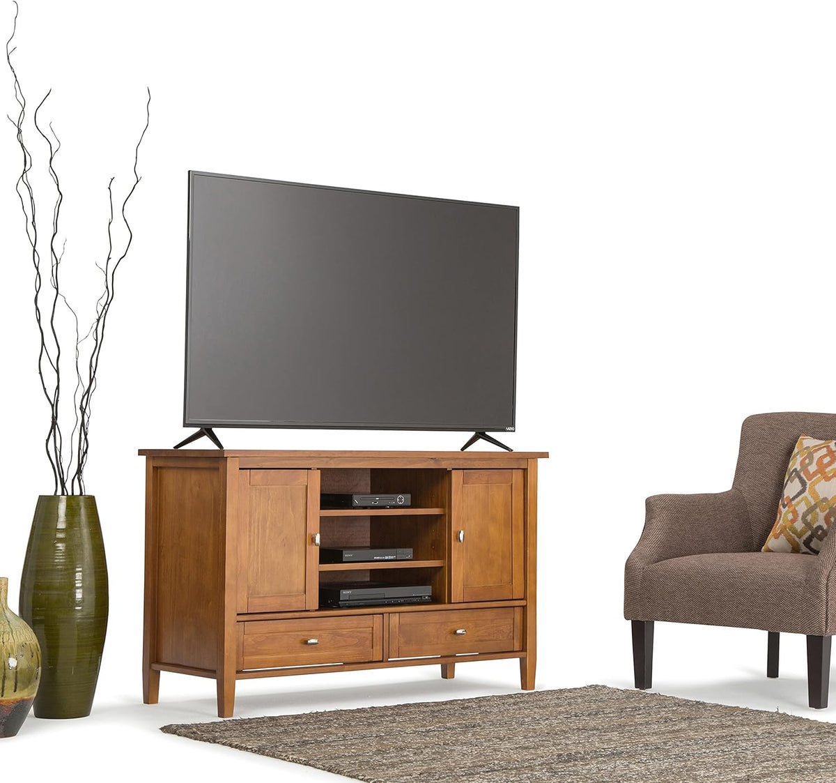 47 inch Wide Rustic Natural Aged Brown Solid Wood TV Media Stand H425