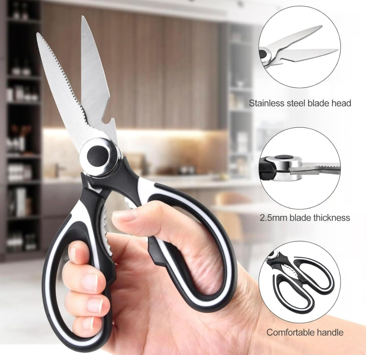 2-Pack Food Grade Stainless Steel Kitchen Scissors W81604