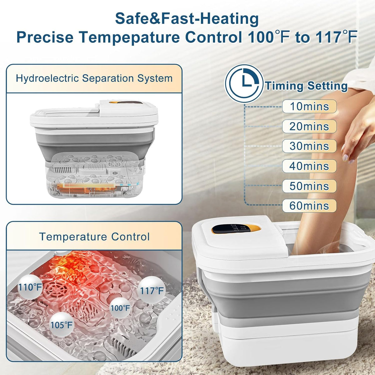 Collapsible Foot Spa Bath with Heat and Massager V236024