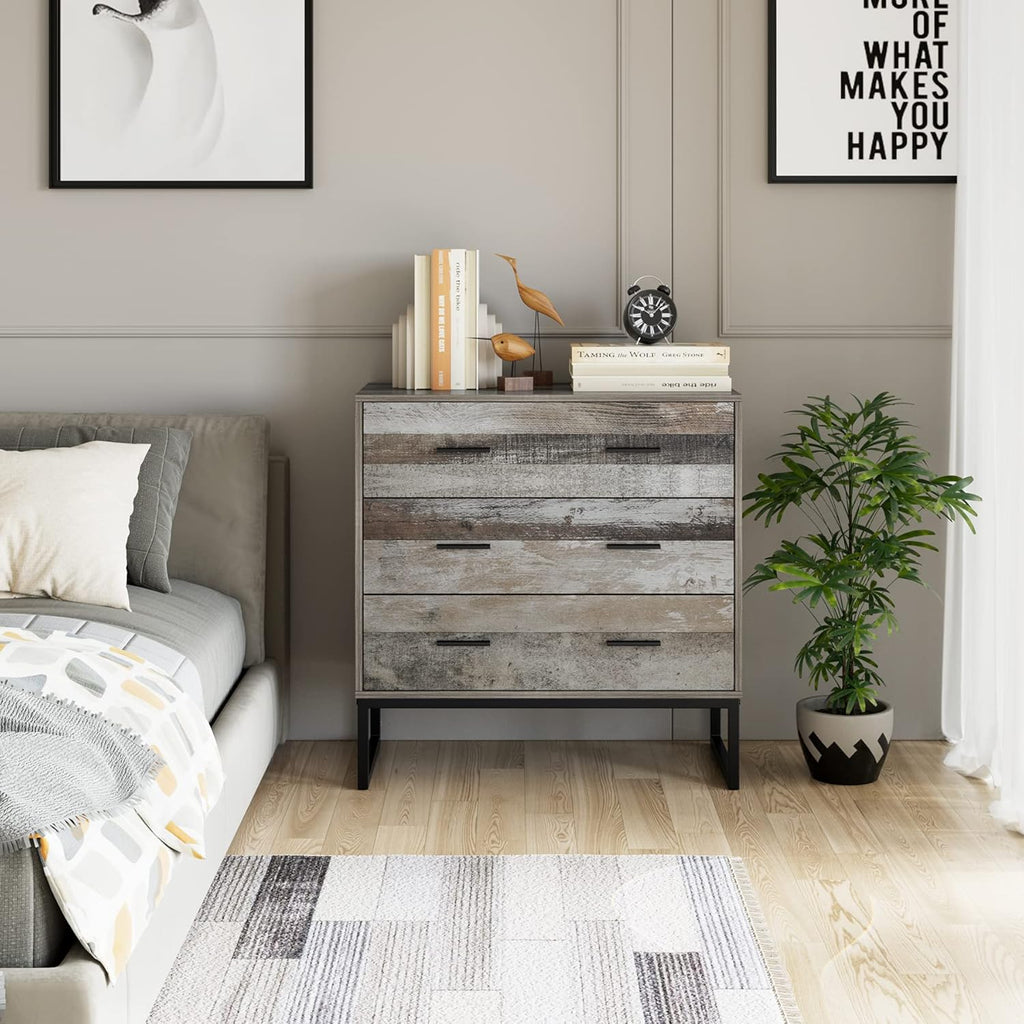 3 Drawer Chest Dresser with Solid Wood Frame and Metal Legs H41500