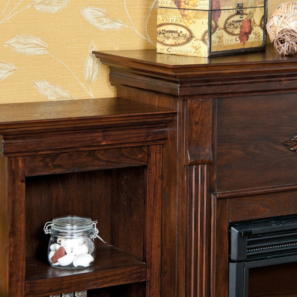 Black Wood Electric Fireplace with Bookcases L113