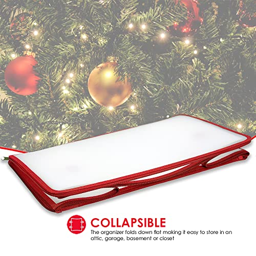 64 Compartment Zippered Christmas Ornament Box with Handles U97165