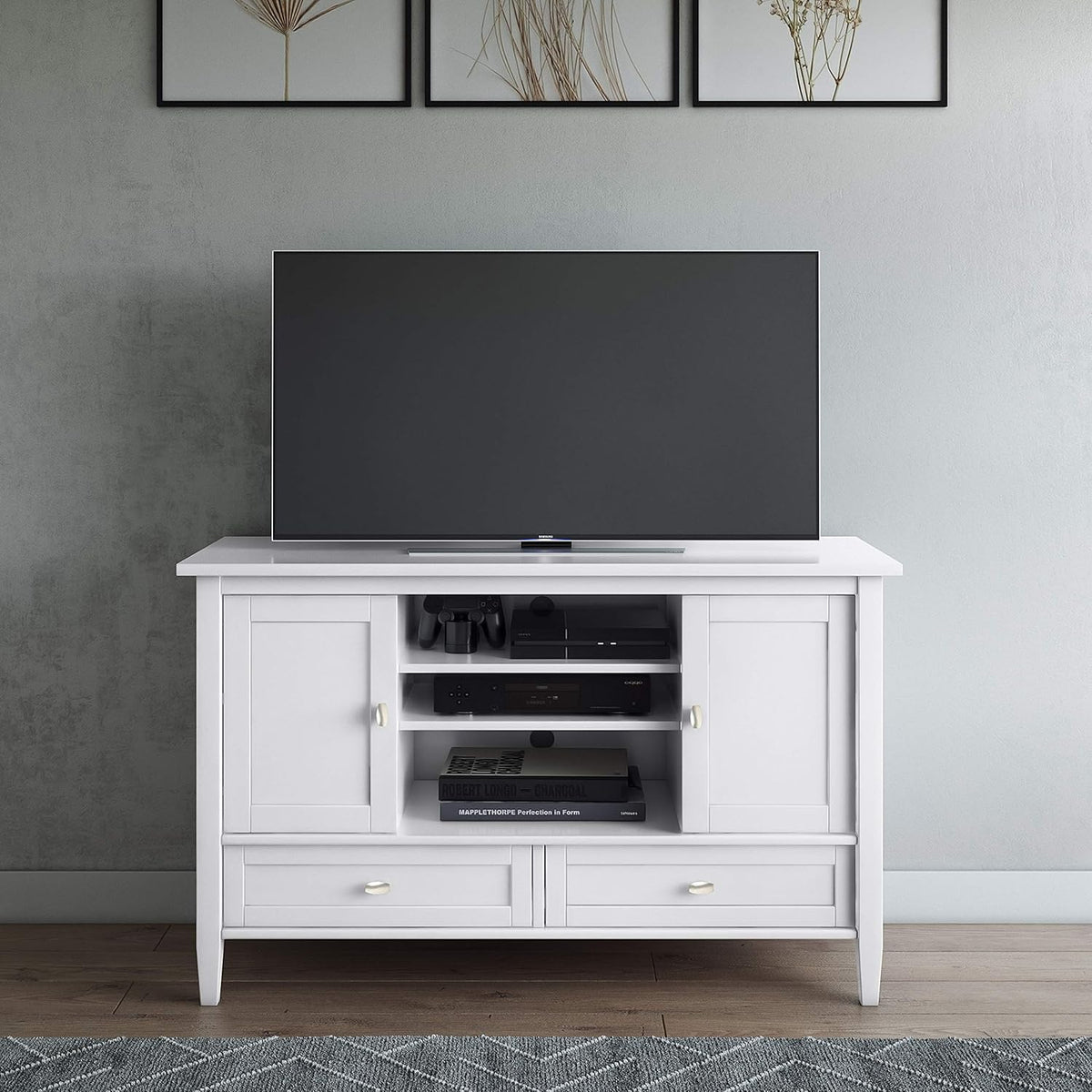 47 inch Wide Rustic Natural Aged Brown Solid Wood TV Media Stand H425