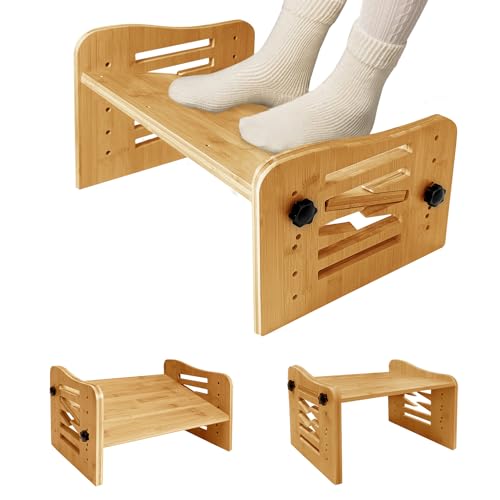 Bamboo Adjustable Under Desk Footrest with 7-Level Adjust N669