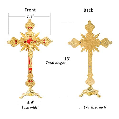 Golden Metal Standing Crucifix Jesus Cross N251