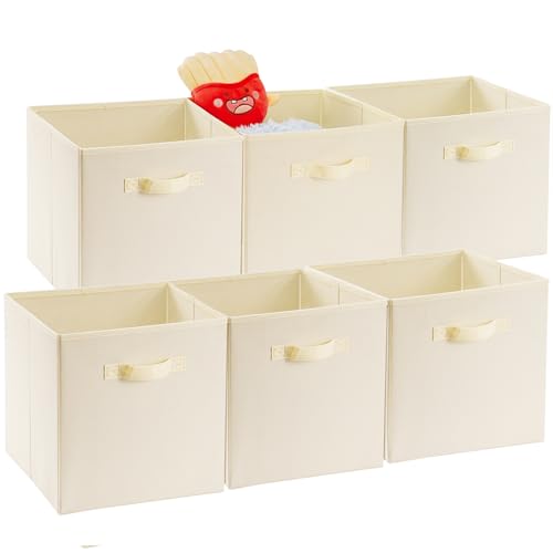 13 inch Foldable Fabric Storage Cubes Bins 6 Pack with Handle W429485