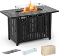 43in Propane Gas Fire Pit Table with Glass Wind Guard P7567