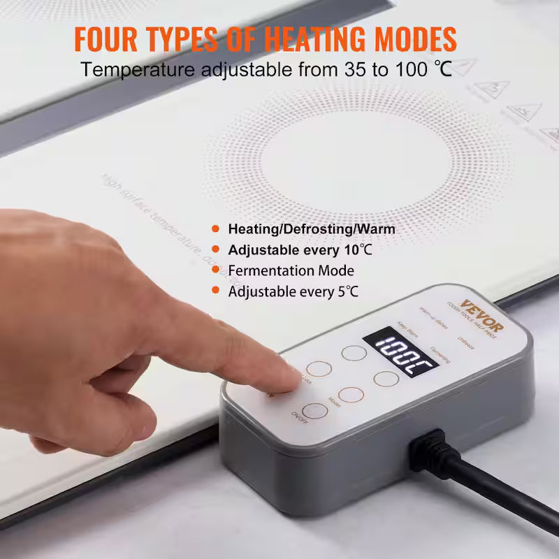 White Portable Electric Warming Tray with Temperature Control F8687