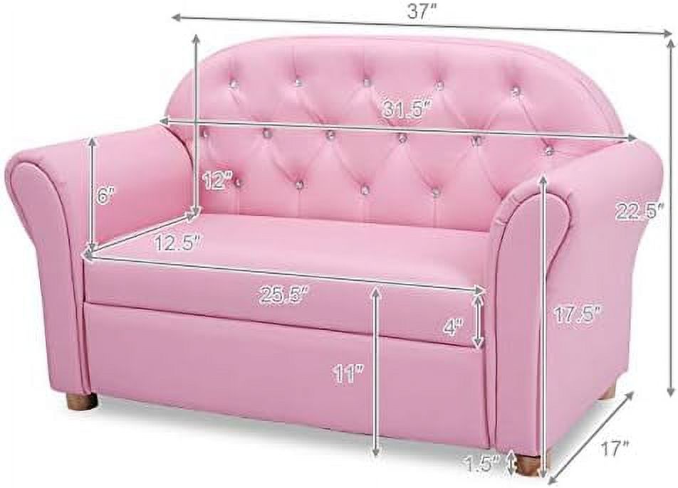 Pink PU Leather Sofa with Wood Construction G927