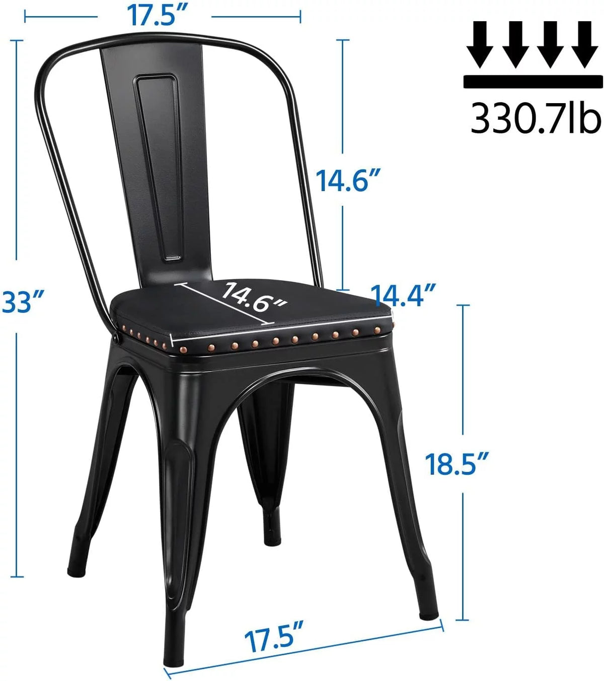 Black Metal Dining Chairs with PU Leather Seat Q417