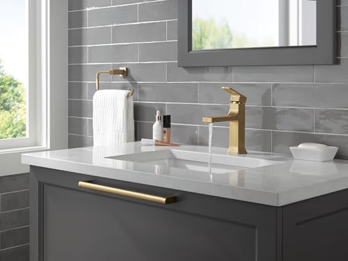 Brushed Gold Single Hole Bathroom Faucet with Push-Pop Drain B712925