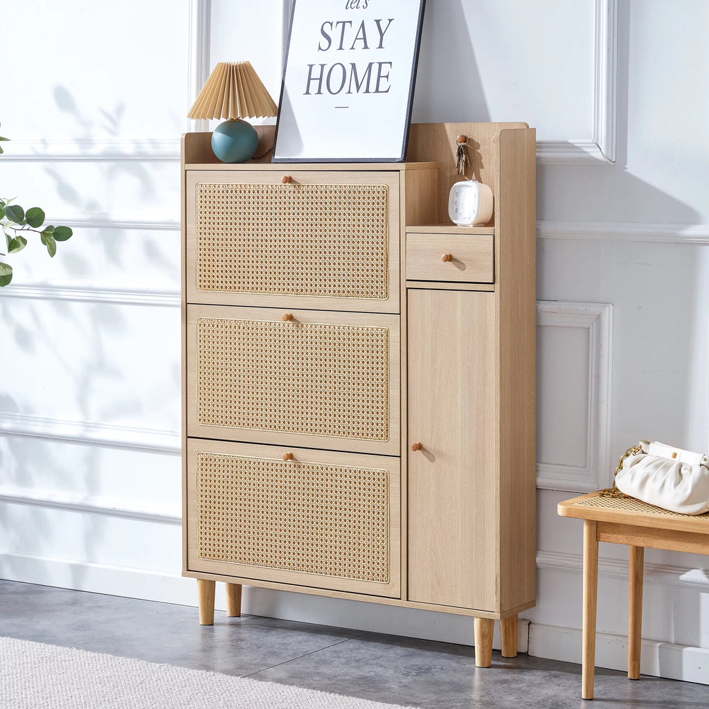 MDF Rattan 5 Drawer Storage Cabinet I591