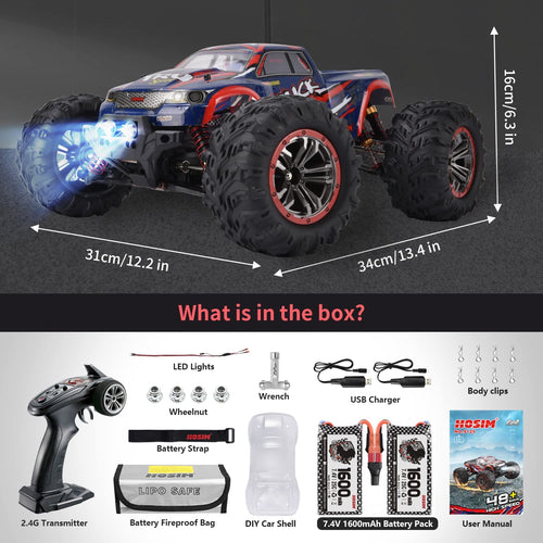 1:10 4WD RC Monster Truck, 48+ KMH, 2 Batteries F76615