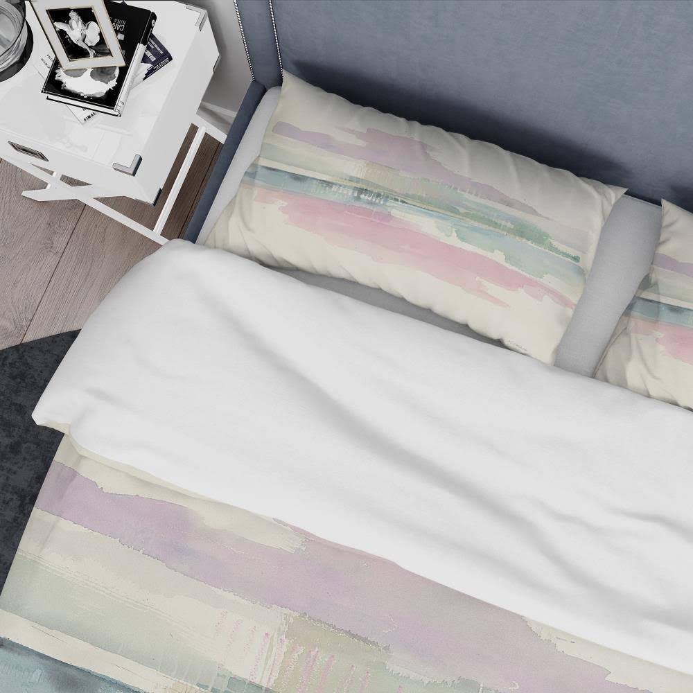 Pink Geometric Bedding Set Twin Duvet Cover with Sham J25912