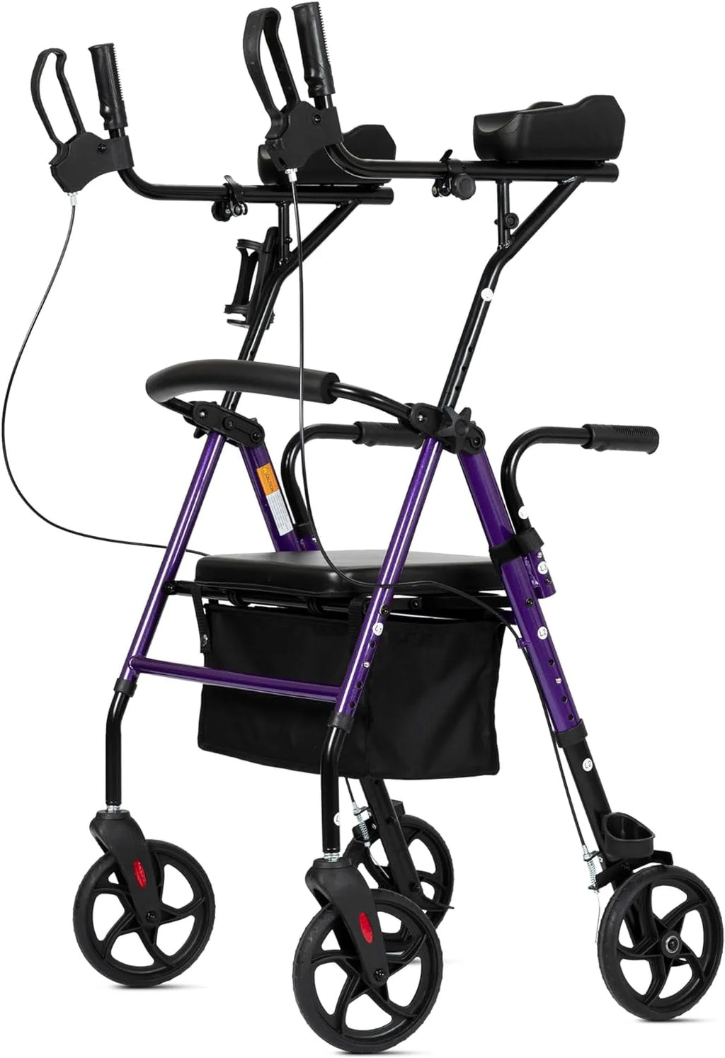 Folding Aluminum Upright Rollator Walker with Seat and Backrest K355565