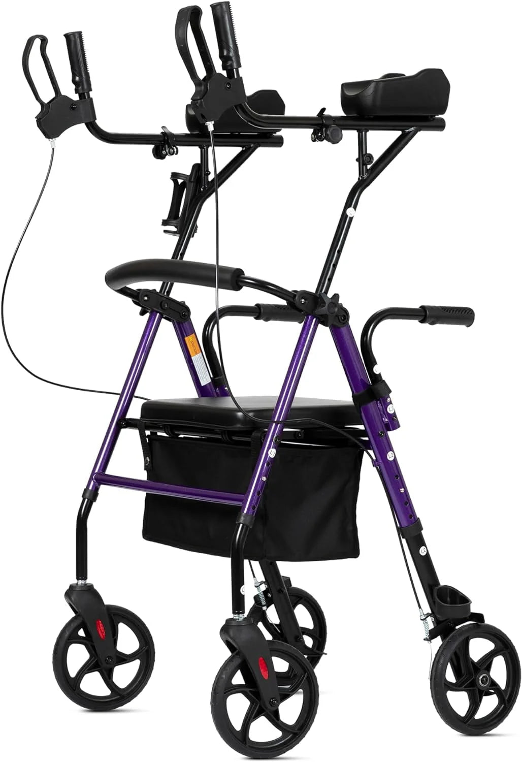 Folding Aluminum Upright Rollator Walker with Seat and Backrest K355565