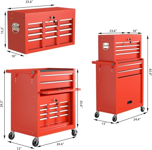 8 Drawer Rolling Tool Chest with Wheels and Lock H435