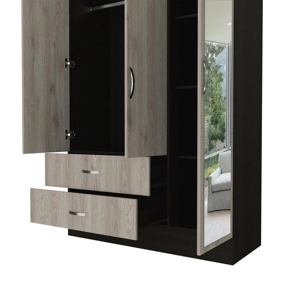 Black Light Gray Mirrored Armoire A273
