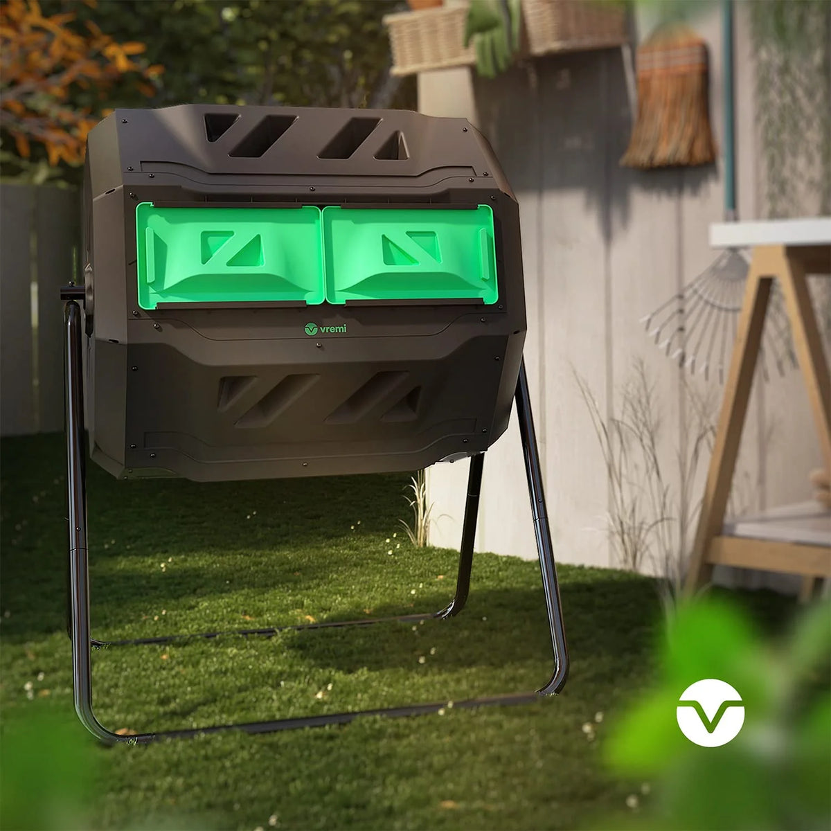 Dual Chamber 42 gal Outdoor Compost Bin W494560