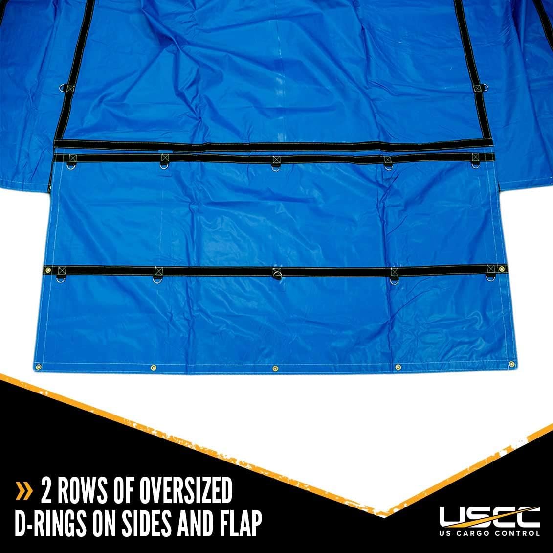 18 Ounce Blue Lumber Tarp with 4 Foot Drop and Flap H2517