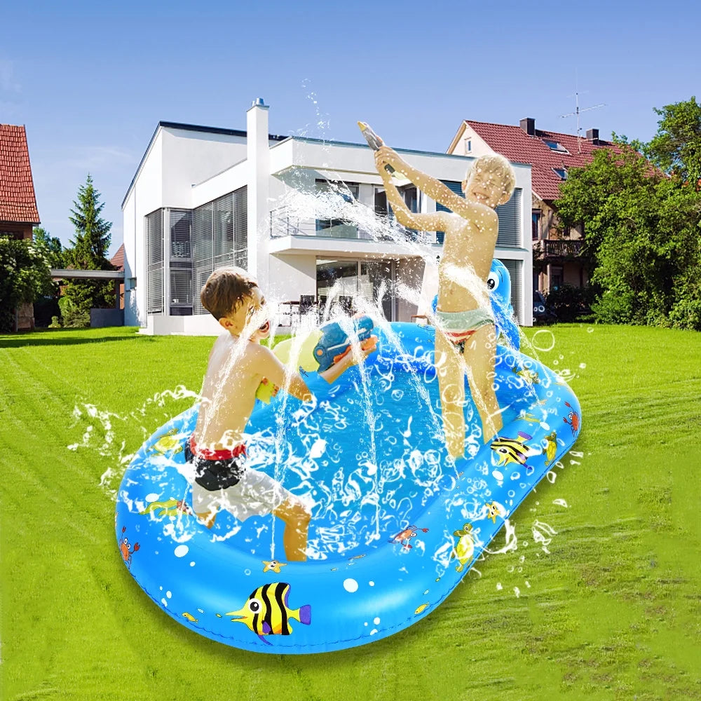 Dolphin Inflatable Sprinkler Pool 67 * 40in Kiddie Pool Z110