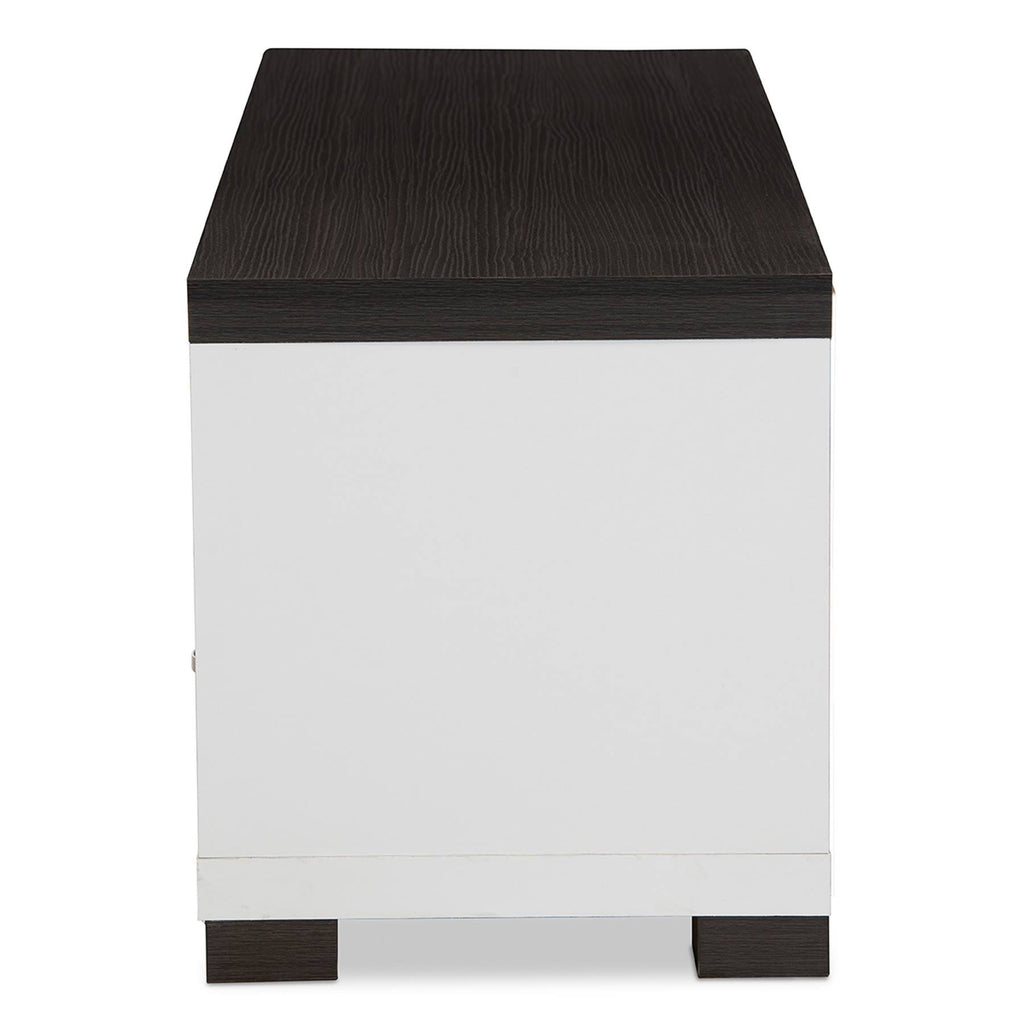 White and Dark Brown Entertainment TV Cabinet with Three Drawers E16321