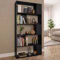 Black 31.5 inch x 9.4 inch x 62.6 inch Chipboard Book Cabinet/Room Divider D1329