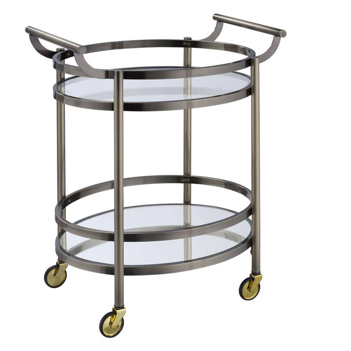 Oval Metal Serving Cart with Clear Glass T344
