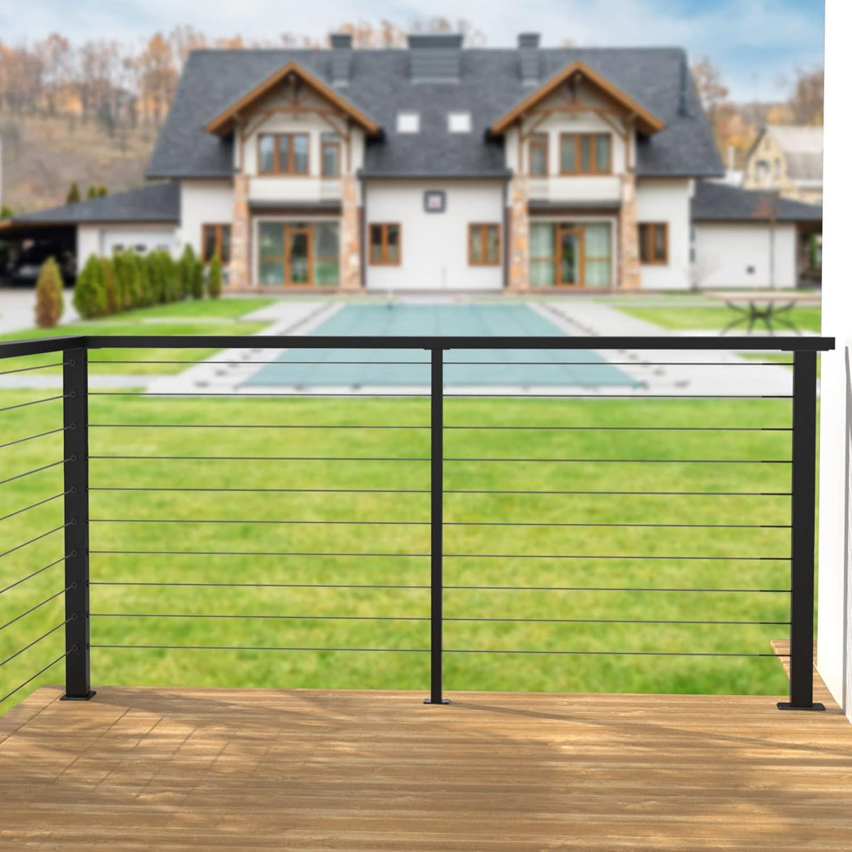 4 Pack 36x2x2 Stainless Steel Black Cable Railing Post B610865