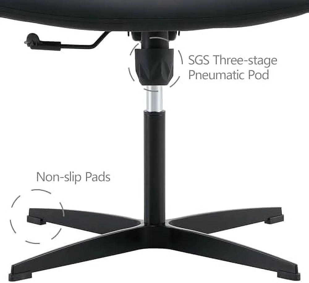 Armless Office Desk Chair No Wheels PU Adjustable Swivel L140