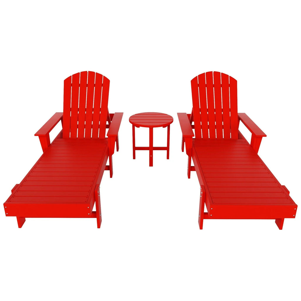 Red 3 Piece Reclining Chaise Lounge with Arms & Side Table B293140