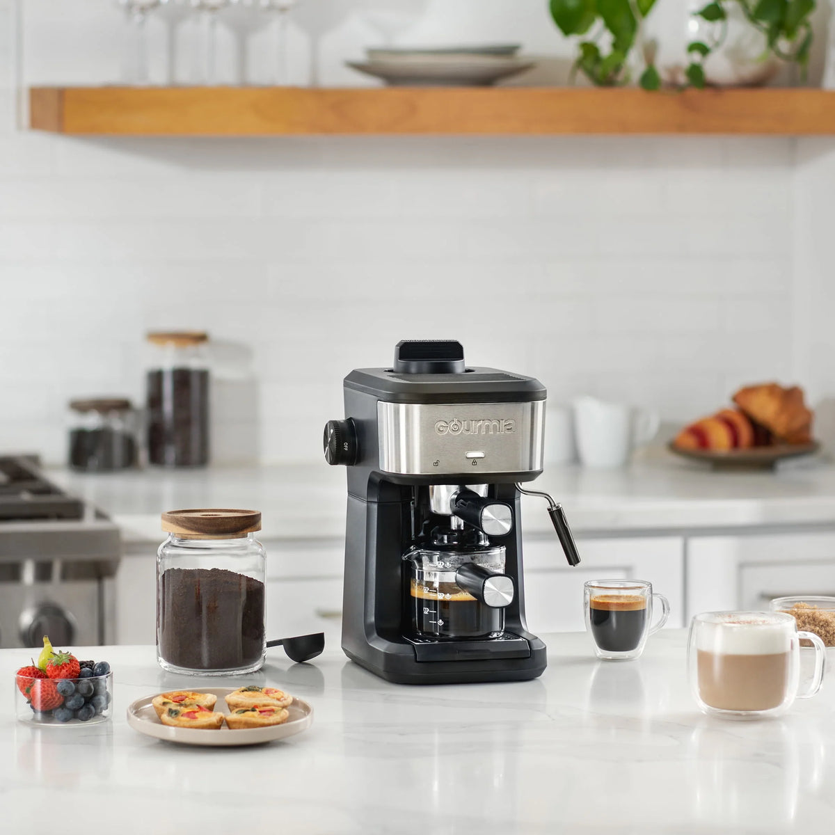 Steam Espresso, Cappuccino, and Latte Maker with Frothing Wand V58959