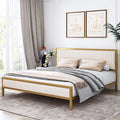Full Size Metal Bed Frame with Velvet Tufted Headboard W723