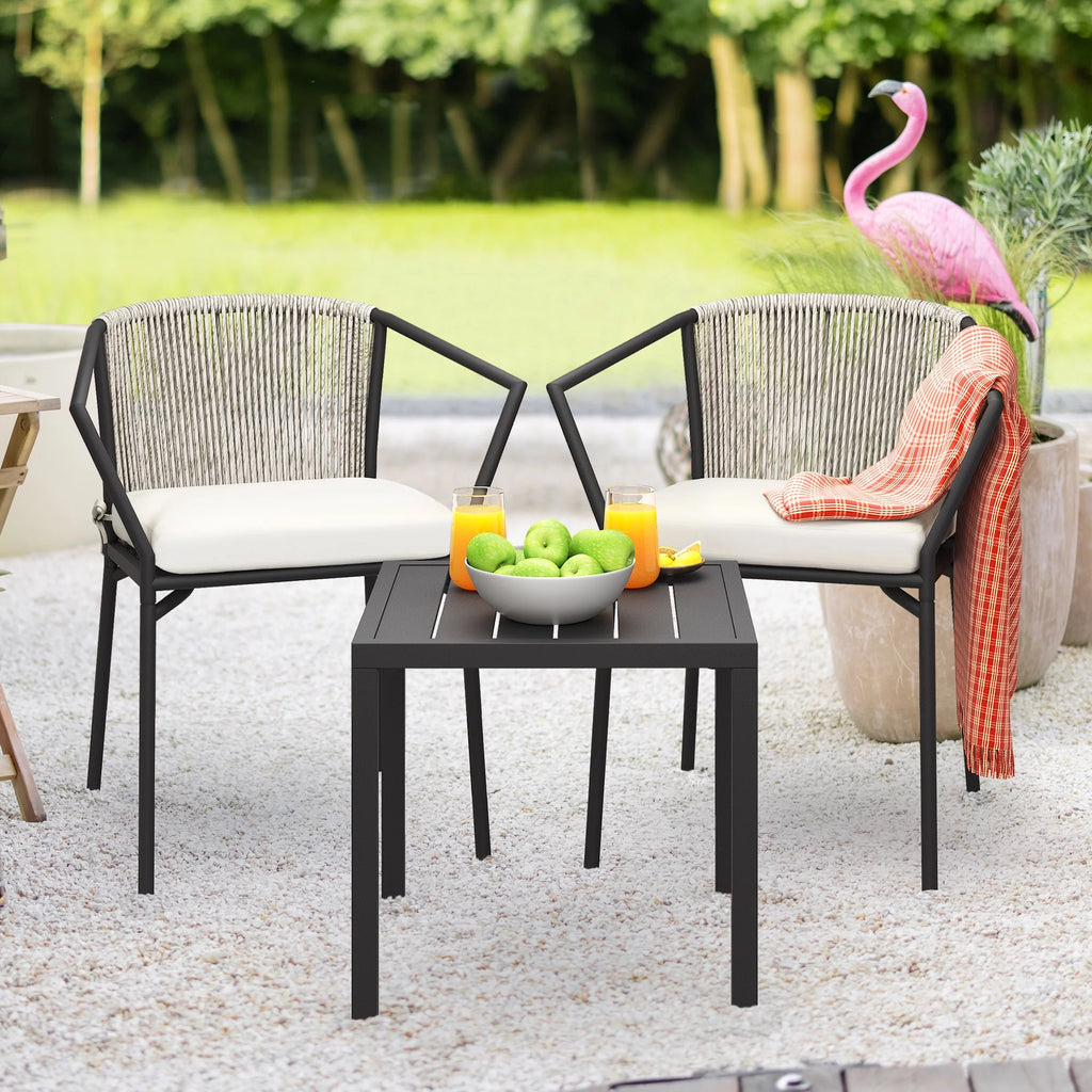 3-Piece Outdoor Wicker Bistro Set with Cushions L2279