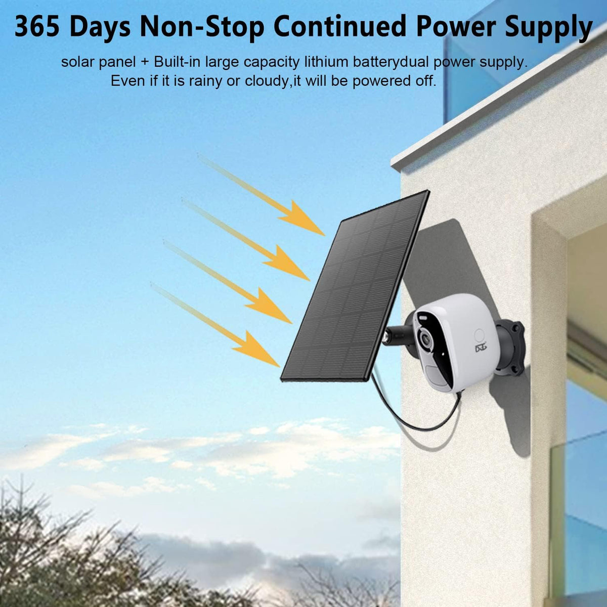 Wireless Outdoor Security Camera with Solar Panel, 1080P Color Night Vision, PIR Motion Sensor, Siren Alarm, 2-Way Audio, Waterproof J9341