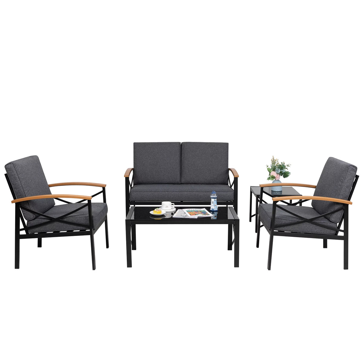5 Piece Patio Conversation Sectional Set J768864
