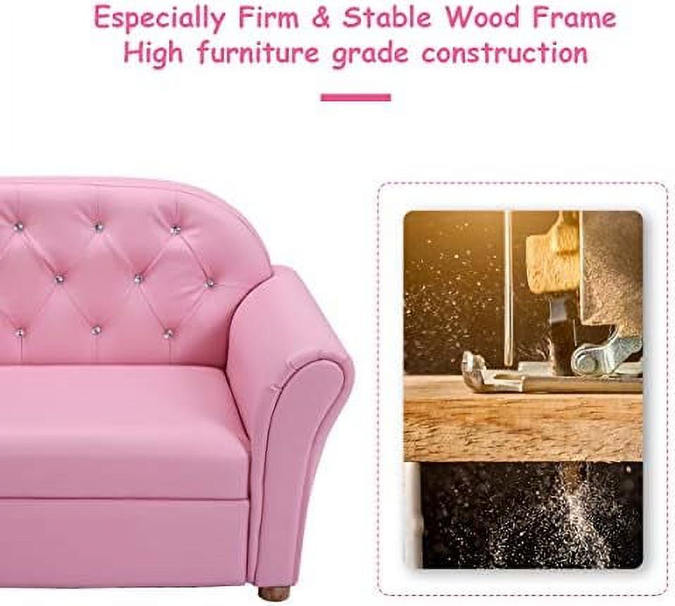 Pink PU Leather Sofa with Wood Construction G927