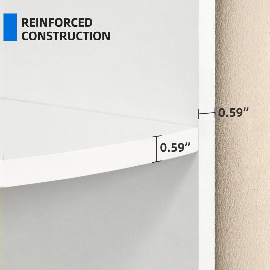 5 Tier White Corner Bookcase B490