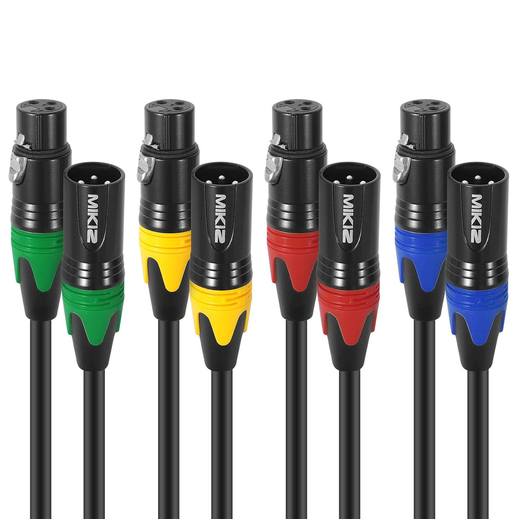 XLR Microphone Cables 25ft 4 Pack Balanced Male to Female Cable Pack of 2 U459967